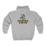 Gildan Unisex Heavy Blend Full Zip Hooded Sweatshirt 18600 - Viking (front)/Marina Swim (back)
