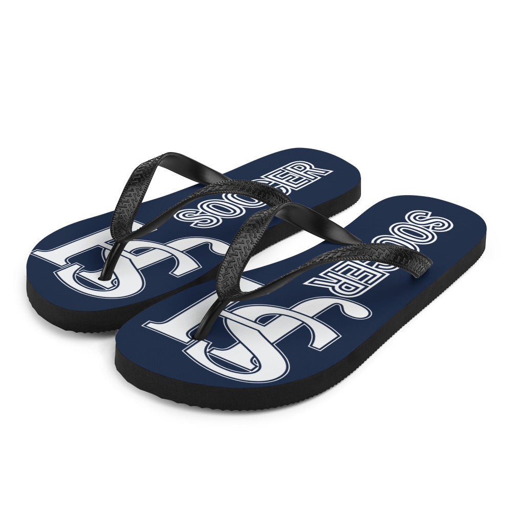 Soccer best sale flip flops