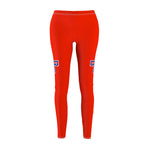 Women's Cut & Sew Casual Leggings - Big T on Red