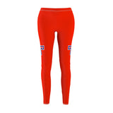 Women's Cut & Sew Casual Leggings - Big T on Red