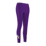 Women's Cut & Sew Casual Leggings - WC on Purple