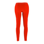 Women's Cut & Sew Casual Leggings - Big T on Red