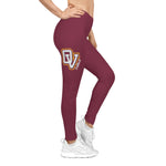 Women's Casual Leggings (Cardinal Red) - OV Softball