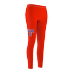 Women's Cut & Sew Casual Leggings - Big T on Red