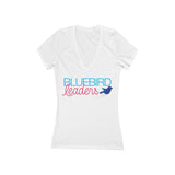 Bella+Canvas Women's Jersey Short Sleeve Deep V-Neck Tee 6035 - Bluebird Leaders