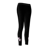 Women's Cut & Sew Casual Leggings - WC on Black