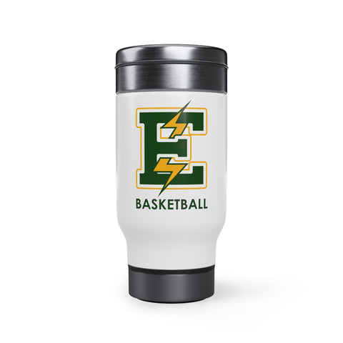 Stainless Steel Travel Mug with Handle, 14oz - E Basketball