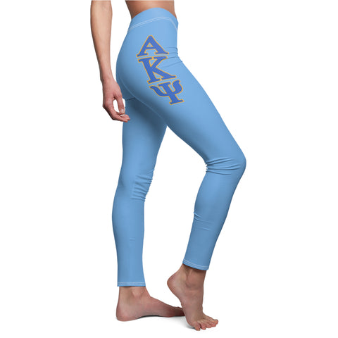 Women's Cut & Sew Casual Leggings - AKPsi on Light Blue