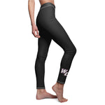 Women's Cut & Sew Casual Leggings - WC on Black