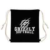 Drawstring Bag (Black) - Grizzly Softball