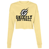 Bella+Canvas Ladies' Cropped Crewneck Fleece B7503 - Grizzly Softball