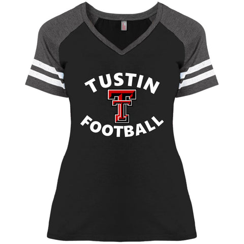 District Made Ladies' Game V-Neck T-Shirt DM476 - Double T Football
