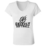 Bella+Canvas Ladies' Jersey V-Neck T-Shirt B6005 - Grizzly Sofball