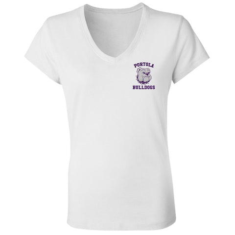 Bella+Canvas Ladies' Jersey V-Neck T-Shirt B6005 - Portola Bulldogs (Pocket)