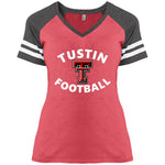 District Made Ladies' Game V-Neck T-Shirt DM476 - Double T Football