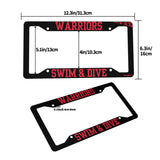 License Plate Frame (Aluminum, Black) - Warriors Swim & Dive (Red)