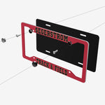 Aluminum License Plate Frames (1 Pair) - Segerstrom T&F (Red w/ Black Text)