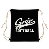 Drawstring Bag (Black) - Griz Softball