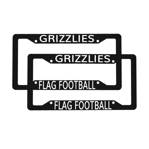 License Plate Frames (Aluminum, Black) - Grizzlies Flag Football