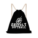 Drawstring Bag (Black) - Grizzly Softball