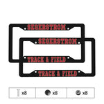 Aluminum License Plate Frames (1 Pair) - Segerstrom T&F (Black w/ Red Text)