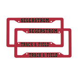 Aluminum License Plate Frames (1 Pair) - Segerstrom T&F (Red w/ Black Text)