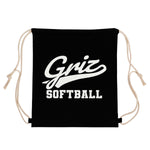 Drawstring Bag (Black) - Griz Softball