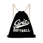 Drawstring Bag (Black) - Griz Softball