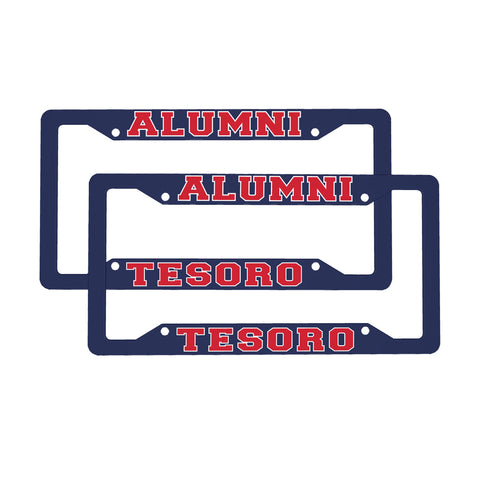 License Plate Frames (Aluminum, Navy) - Tesoro Alumni