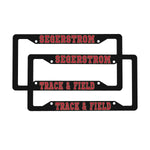 Aluminum License Plate Frames (1 Pair) - Segerstrom T&F (Black w/ Red Text)