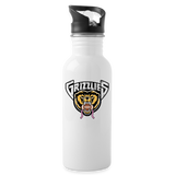 Stainless Steel Water Bottle with Straw - Grizzlies FFB - white