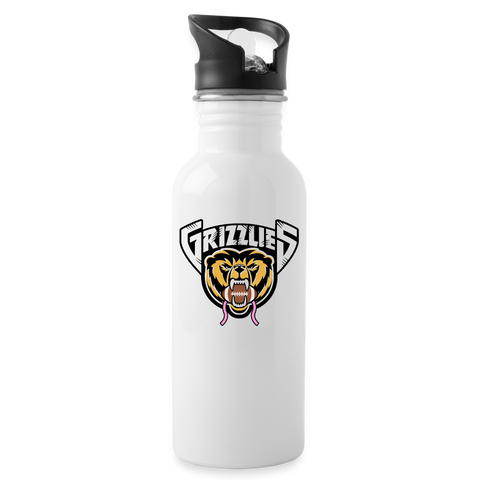 Stainless Steel Water Bottle with Straw - Grizzlies FFB - white