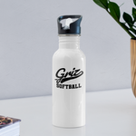 Stainless Steel Water Bottle with Straw - Griz Softball - white