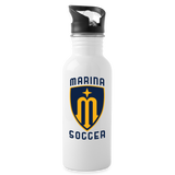 Stainless Steel Water Bottle with Straw - Marina Soccer - white