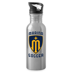 Stainless Steel Water Bottle with Straw - Marina Soccer - silver