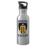 Stainless Steel Water Bottle with Straw - Marina Soccer - silver