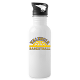 Stainless Steel Water Bottle with Straw - Valencia Basketball - white