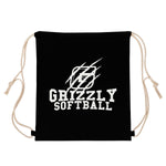 Drawstring Bag (Black) - Grizzly Softball