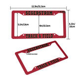 Aluminum License Plate Frames (1 Pair) - Segerstrom T&F (Red w/ Black Text)