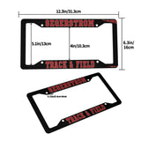 Aluminum License Plate Frames (1 Pair) - Segerstrom T&F (Black w/ Red Text)