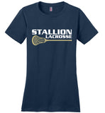 District Made Ladies Perfect Weight Tee - Stallion Lacrosse (White Logo)