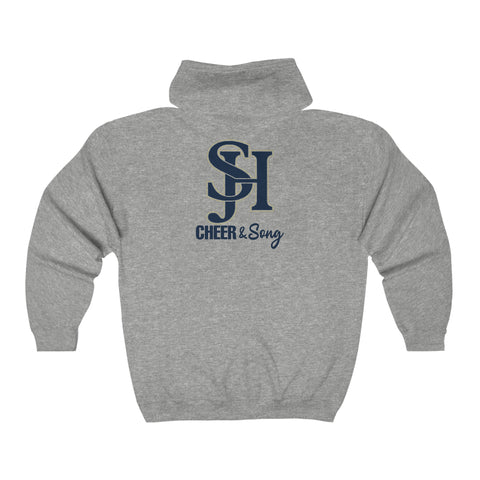 Gildan Unisex Heavy Blend™ Full Zip Hooded Sweatshirt - SJH Cheer & Song (On Back)