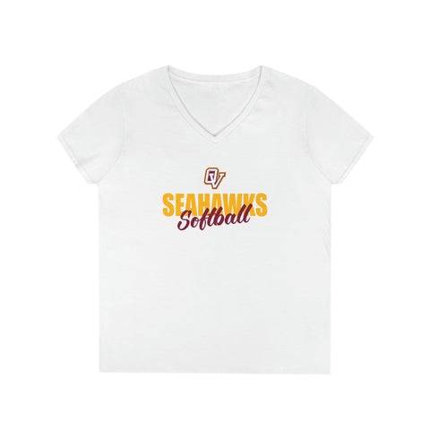 Gildan Ladies' V-Neck T-Shirt 5V00L - OV Seahawks Softball