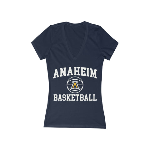 Bella+Canvas Women's Jersey Short Sleeve Deep V-Neck Tee 6035 - Anaheim A Basketball