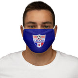 Snug-Fit Face Mask - Soccer Shield on Blue