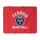 Sherpa Fleece Blanket - Tesoro Basketball on Red