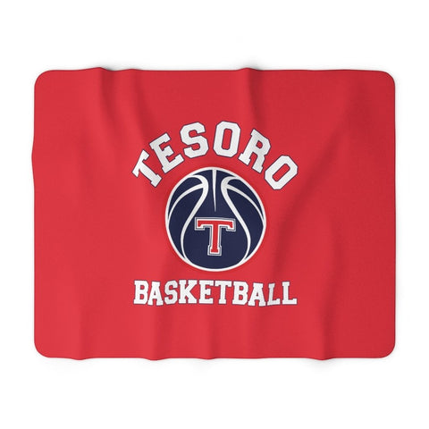 Sherpa Fleece Blanket - Tesoro Basketball on Red