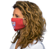 Snug-Fit Face Mask - Soccer Shield on Red