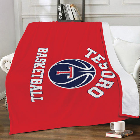 Micro Fleece Blanket - Tesoro Basketball on Red