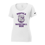 Nike Ladies Core Cotton Scoop Neck Tee (NKBQ5236, Purple Logo) - Portola Basketball Mom
